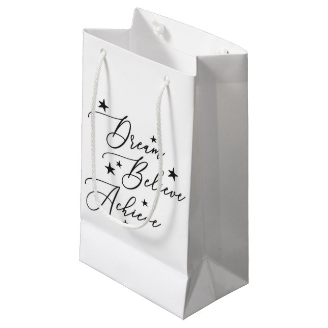 Believe Achieve Dream Small Gift Bag (Front Angled)