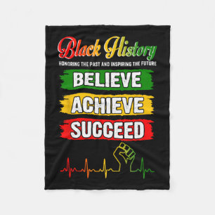 Believe Achieve Succeed African Black History Mont Fleece Blanket