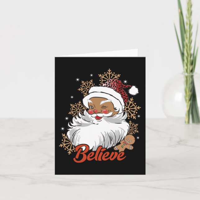 Believe Afro Santa African American Christmas Blac Card (Front)