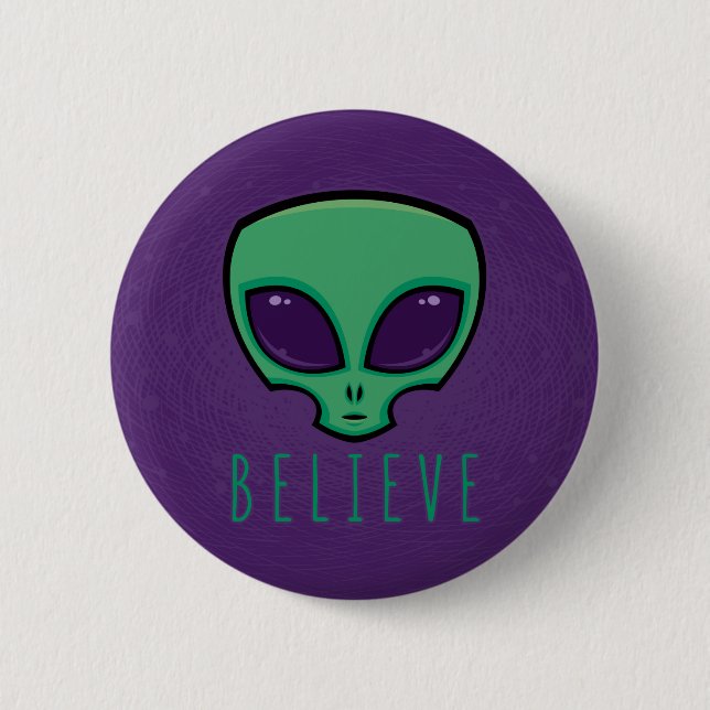 Believe Alien Head 6 Cm Round Badge (Front)