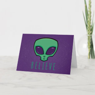 Believe Alien Head Card