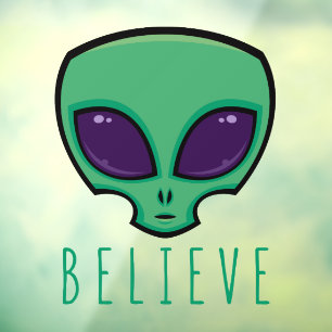 Believe Alien Head Window Cling