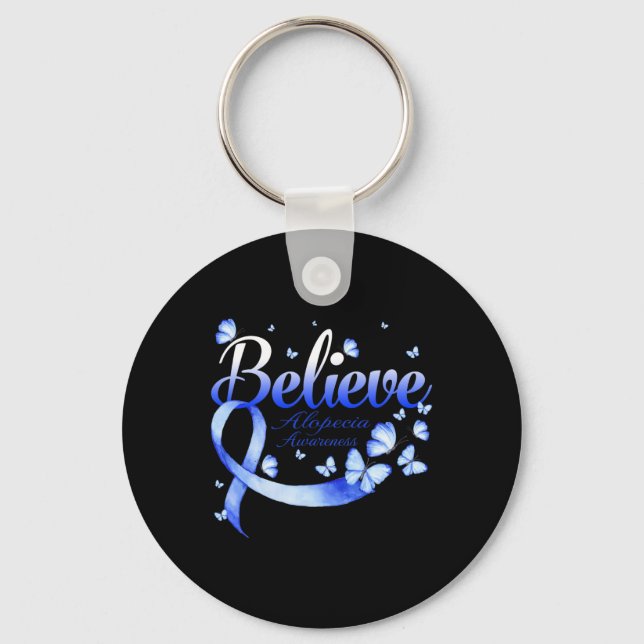 Believe Alopecia Awareness Butterfly  Key Ring (Front)