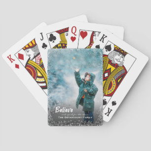 Believe and Reach For The Stars Christmas Photo Playing Cards