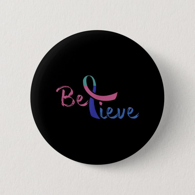 Believe Awareness Ribbon Suicide Prevention &amp;  6 Cm Round Badge (Front)