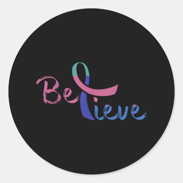 Believe Awareness Ribbon Suicide Prevention &amp;  Classic Round Sticker (Front)
