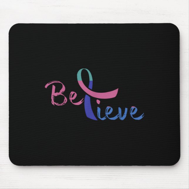 Believe Awareness Ribbon Suicide Prevention &amp;  Mouse Mat (Front)