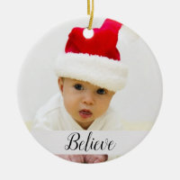 Believe Baby Christmas Photo with Name and Year
