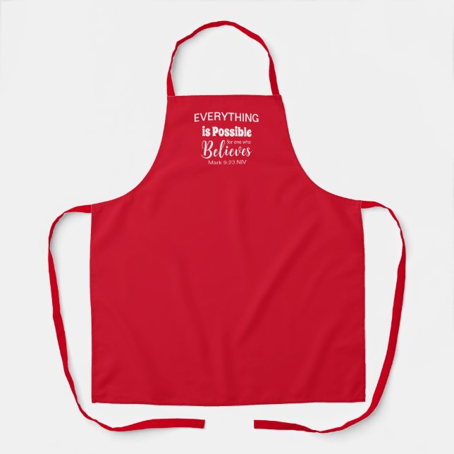 Believe Bible Verse Christian Faith Red Apron (Front)