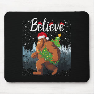 Believe Bigfoot Carrying Christmas Tree Wearing A  Mouse Mat
