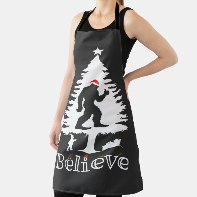 Believe Bigfoot Cryptozoology Christmas Tree Apron (Insitu)