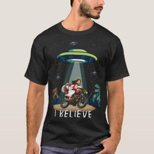 Believe Bigfoot Dinosaur Santa & Jesus Riding Bike T-Shirt