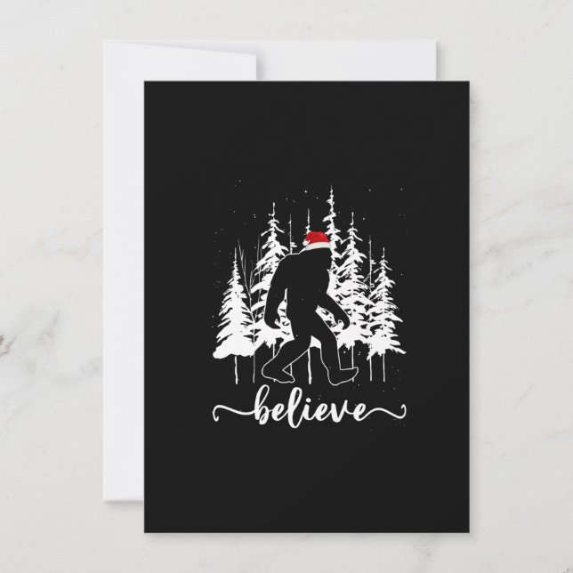 Believe Bigfoot Light Santa Squatch Christmas Tree Invitation (Front)