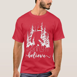 Believe Bigfoot Light Santa Squatch Christmas Tree T-Shirt