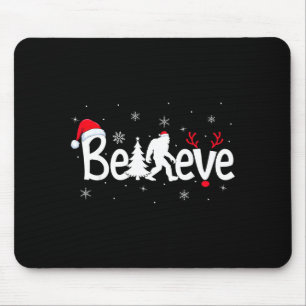 Believe Bigfoot Sasquatch Reindeer Santa Hat Merry Mouse Mat