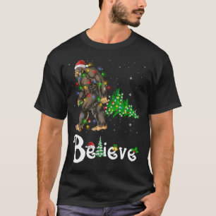 Believe Bigfoot Sasquatch Santa Hat Christmas T-Shirt