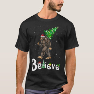 Believe Bigfoot Sasquatch Santa Hat Christmas T-Shirt