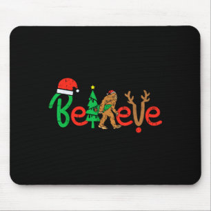 Believe Bigfoot Sasquatch Santa Reindeer Christmas Mouse Mat