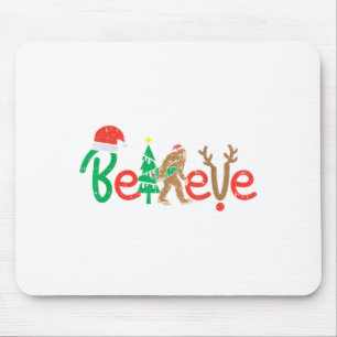 Believe Bigfoot Sasquatch Santa Reindeer Christmas Mouse Mat