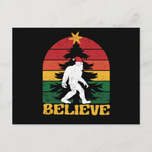 Believe Bigfoot Sasquatch Yeti Christmas Hat Postcard
