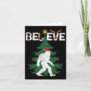 Believe Bigfoot Sasquatch Yeti Santa Hat Christmas Card