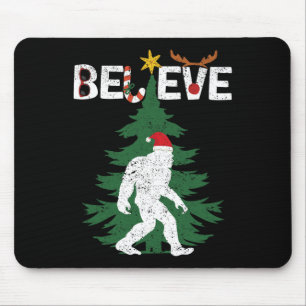 Believe Bigfoot Sasquatch Yeti Santa Hat Christmas Mouse Mat