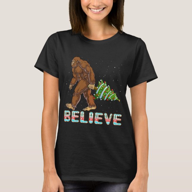 Believe Bigfoot Shirt | Bigfoot Christmas Gift  (Front)