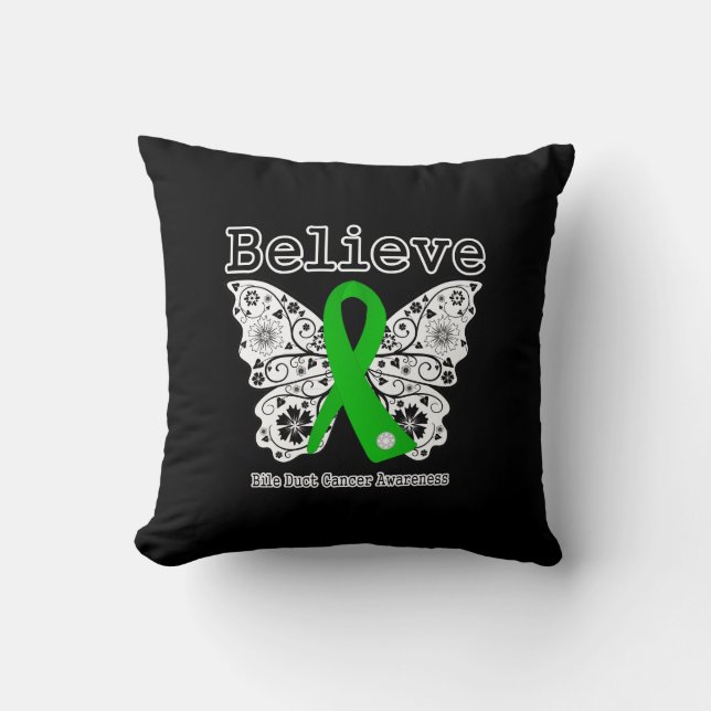 Believe - Bile Duct Cancer Butterfly Cushion (Front)