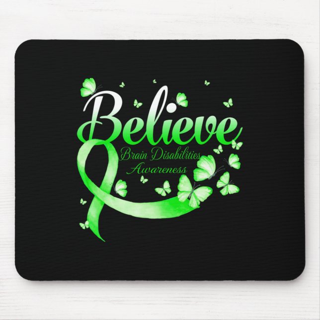 Believe Brain Disabilities Awareness Butterfly  Mouse Mat (Front)