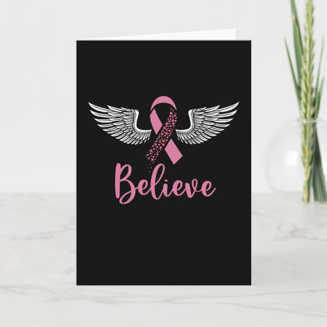 Believe Breast Cancer Support Pink Ribbon Gift  Card (Front)