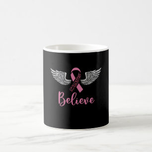 Believe Breast Cancer Support Pink Ribbon Gift Coffee Mug