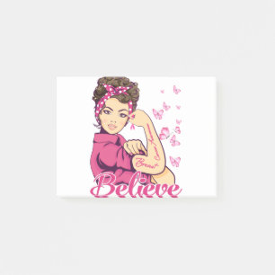 Believe Breast Cancer Warrior T-Shirt Womens Post-it Notes