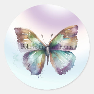 Believe Butterfly Classic Round Sticker
