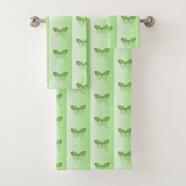 Believe Butterfly Lime Bath Towel Set (Insitu)