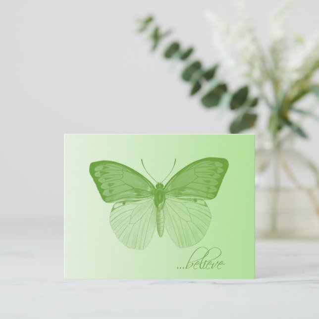 Believe Butterfly Lime Postcard (Standing Front)