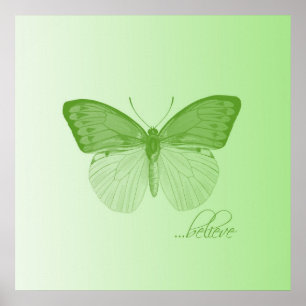 Believe Butterfly Lime Poster
