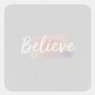 Believe calligraphic text  square sticker