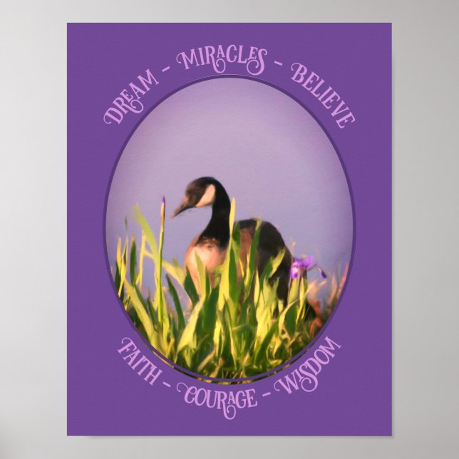 Believe Canada Goose Irises Nature Inspirational Poster (Front)