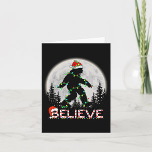 Believe Candy Cane Sasquatch Santa Bigfoot Lights Card