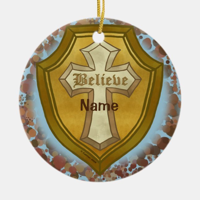 Believe Christian Cross Ornament  (Front)