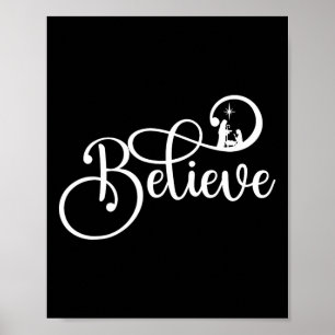 Believe Christian Jesus Christmas Xmas Family Pama Poster
