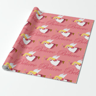 Believe Christmas Angel Wrapping Paper