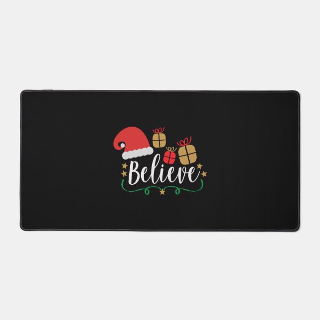 Believe - Christmas Believe, Santa Hat, Santa Desk Mat (Front)