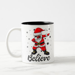Believe Christmas Dabbing Santa Claus Kids B Two-Tone Coffee Mug