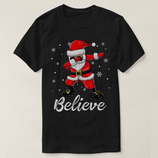 Believe Christmas  Dabbing Santa Claus Kids Boys G T-Shirt (Design Front)