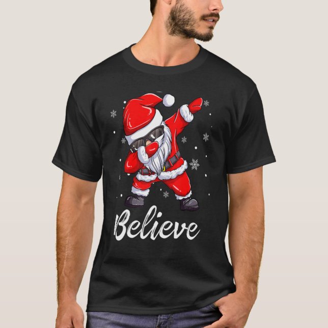 Believe Christmas Dabbing Santa Claus Kids Boys Gi T-Shirt (Front)