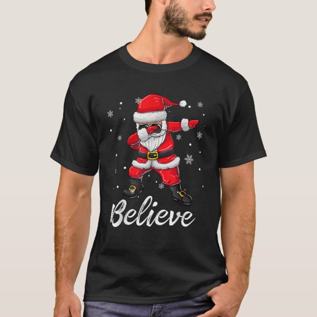 Believe Christmas Dabbing Santa Claus Kids Boys Gi T-Shirt (Front)