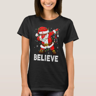 Believe Christmas Dabbing Santa Claus Kids Boys Gi T-Shirt