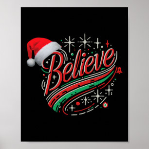 Believe Christmas Festive Holiday Design Poster