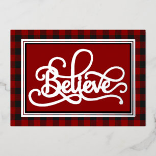 Believe Christmas  Foil Holiday Card